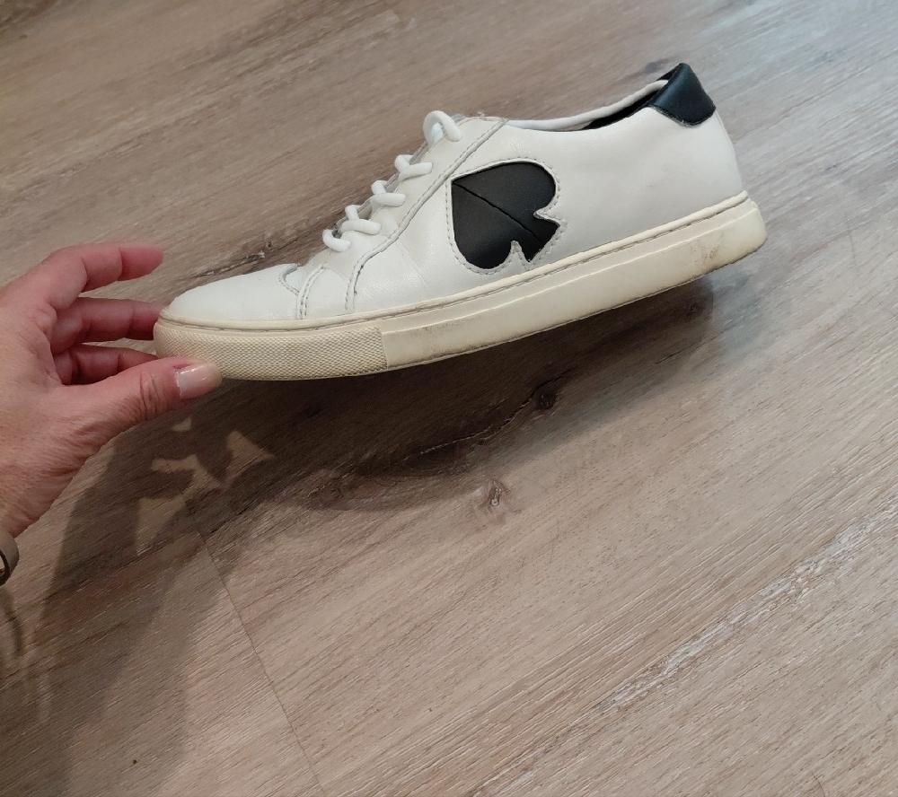 kate spade White and Black Leather Women Sneakers - Picture 2 of 7